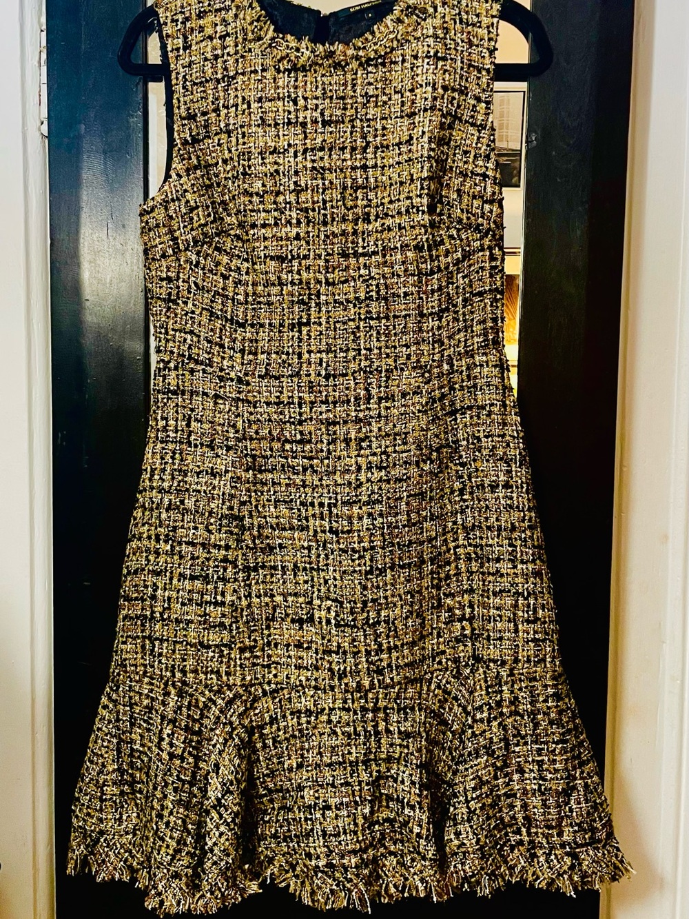 Kobi Halperin Tweed Sleeveless Dress in Black and Cream